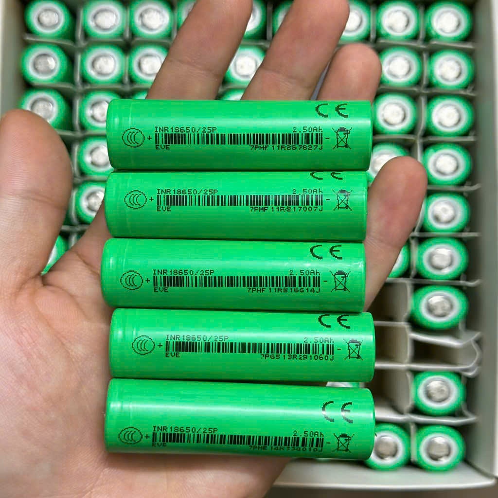 Cell Pin 18650 EVE 25P Dung Lượng 2500mAh Hàng Mới 100% Nội Trở 13-15mΩ Xả Cao 12C 30A