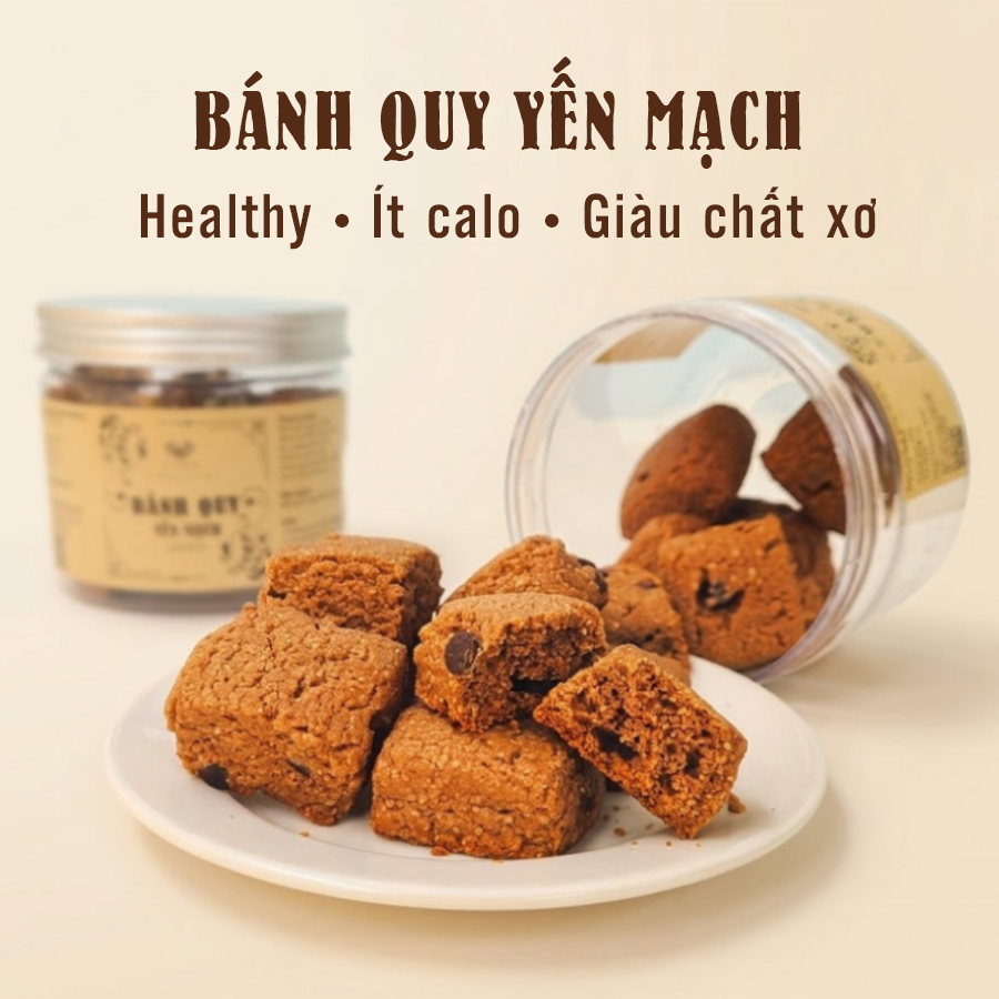 Bánh Quy Yến Mạch Socola Healthy – Oatmeal Chocolate Cookies Ít Ngọt, Đường Thốt Nốt, Snack Healthy 