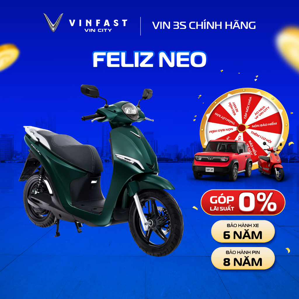 [Nhận xe HCM] Feliz NEO - Xe máy điện Vinfast chính hãng - Trả góp 0%