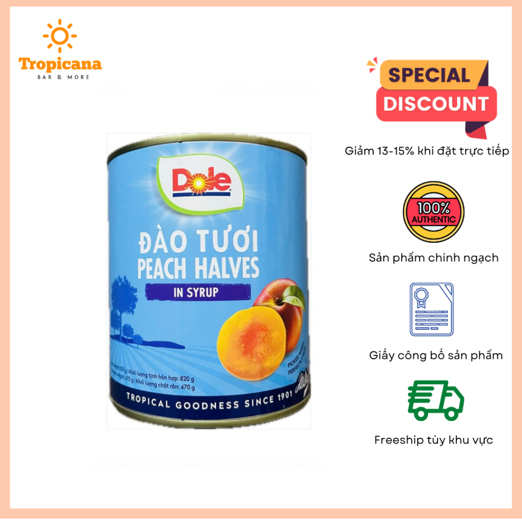Đào Ngâm Dole nhập khẩu chính hãng – Lon 820g