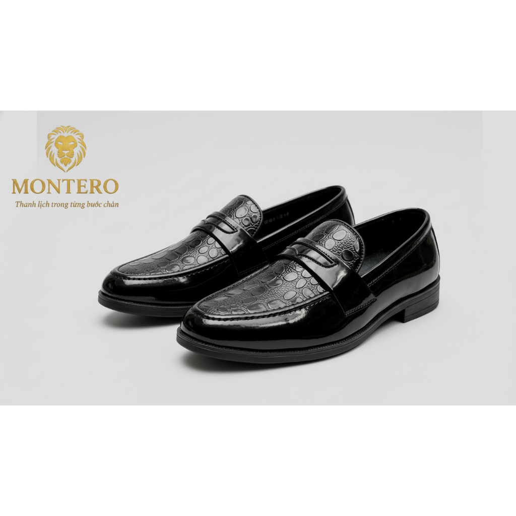 Giầy lười da nam (da siêu mềm vân cá sấu băng thủng) bảo hành 12 tháng