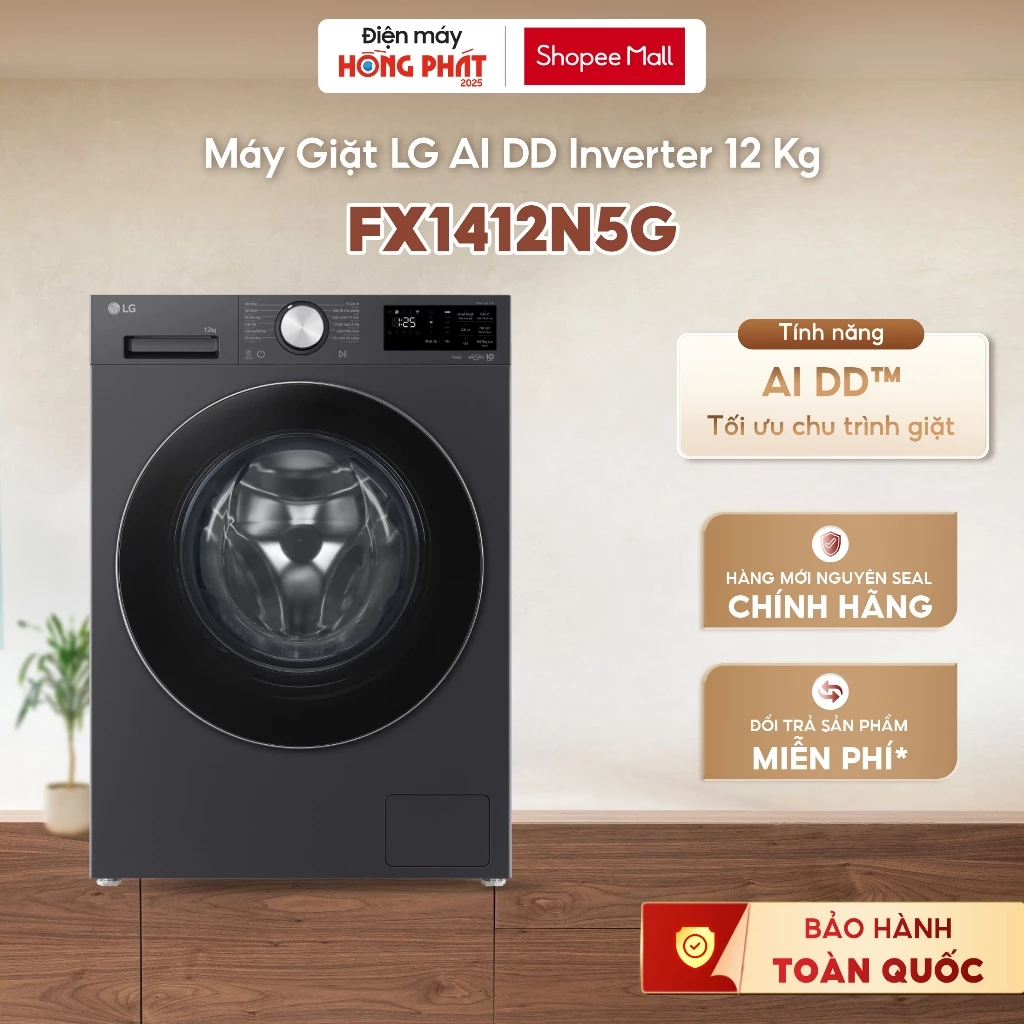 FX1412N5G | Máy Giặt Lồng Ngang LG AI DD Inverter 12 Kg [GIAO TOÀN QUỐC]