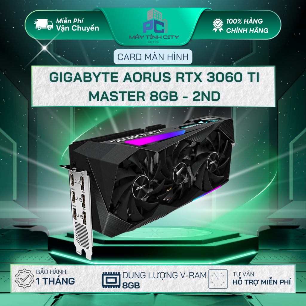 Card đồ họa GIGABYTE AORUS RTX 3060 Ti Master 8GB - 2ND (Bảo Hành 1 Tháng)