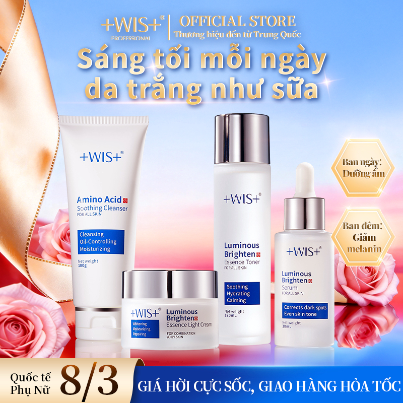Bộ chăm sóc da + WIS + Niacinamide Cải thiện xỉn màu Làm sáng da Bộ 4 món (30ml+100g+120ml+50g)