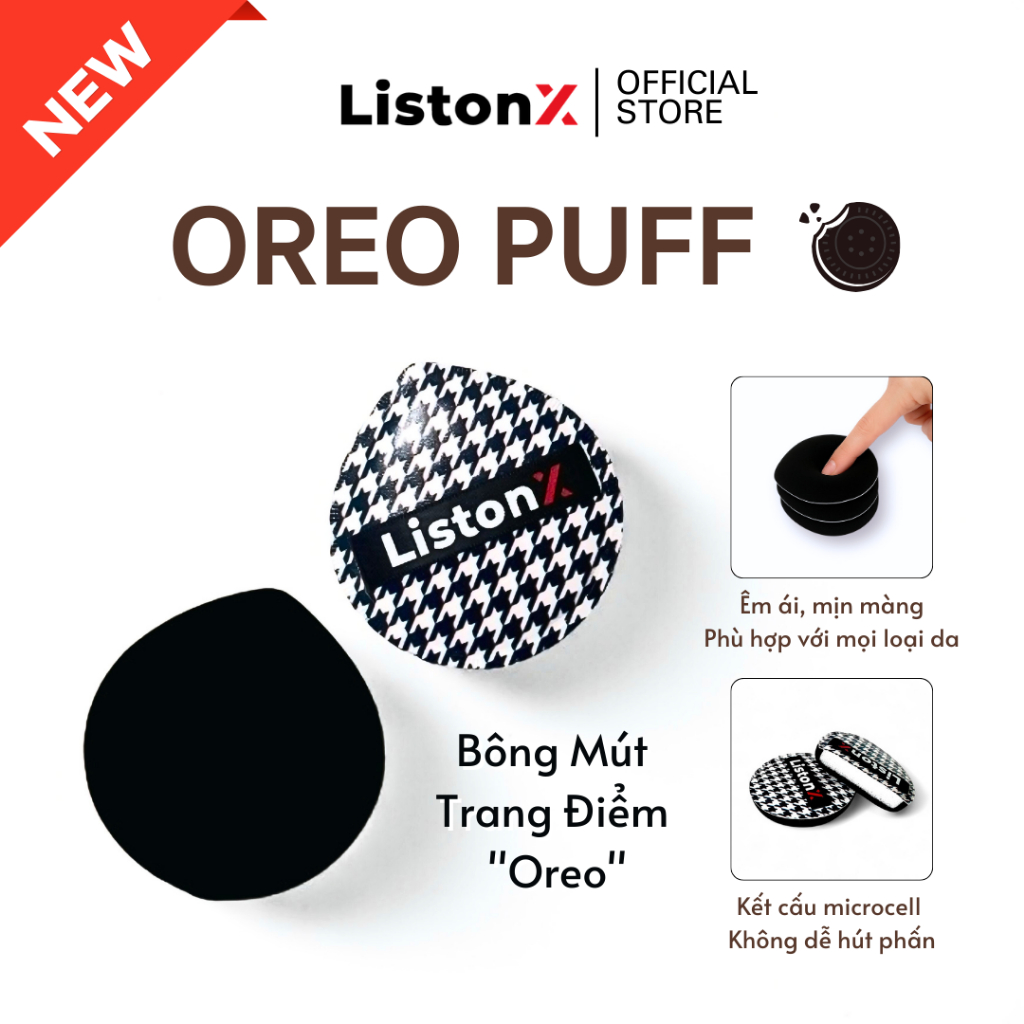 ListonX Bông mút trang điểm mềm mịn, dày dặn, không dễ thấm kem nền | Bông mút tán nền, má hồng kem,