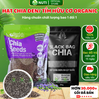 【TOP CHẤT LƯỢNG】Hạt Chia Tím Absolute Organic, Chia Đen Black Bag Chia Hữu Cơ Hạt Sạch Đều Đẹp Detox