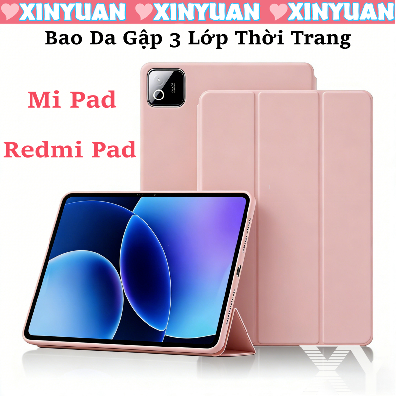 Bao Da Máy Tính Bảng Gập 3 Lớp Thời Trang Chống rơi vỡ và bền bỉ cho Redmi Pad SE 8.7/11 Pro 12.1 Mi Pad 5 6 7 8