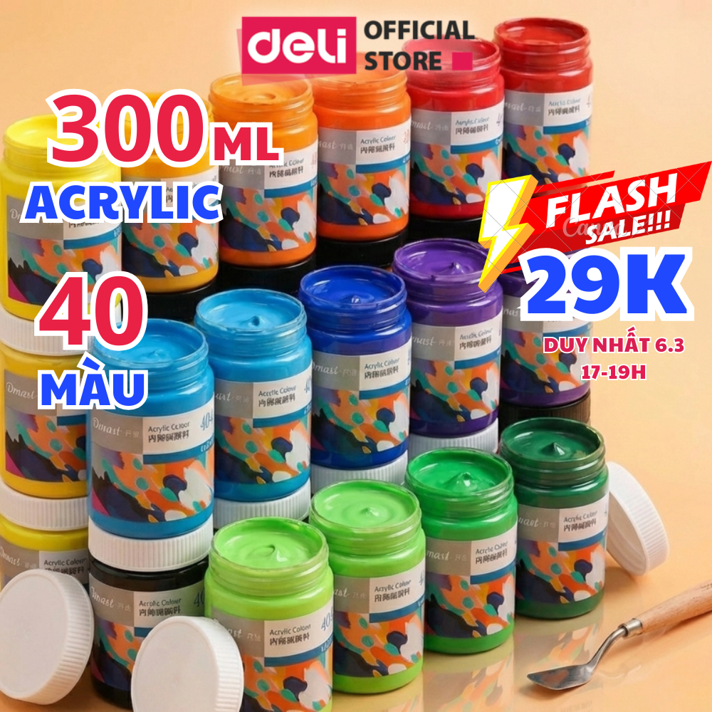 [CHE PHỦ CAO] Màu Nước Acrylic 300ml Dmast Cao Cấp Deli Custom Mọi Chất Liệu Màu Lên Chuẩn, Bóng Nhẹ