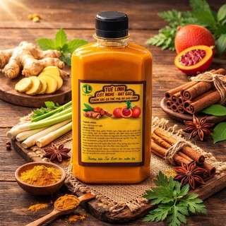 500ml cốt nghệ hạt gấc Tuệ Linh thoa mặt sau sinh