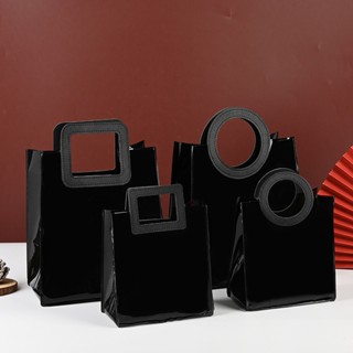 Túi Nhưa Đen dày Quai giả da phong cách hàng quốc(QUAI DA)