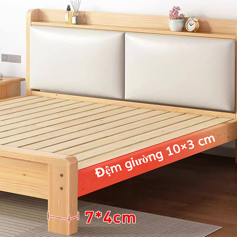 Giường Ngủ Gỗ Tự Nhiên Đầu Giường Túi Mềm Đệm Tựa Có Ngăn Chứa Đồ Hiện Đại Nhiều Kích Thước Bền Đẹp | BigBuy360 - bigbuy360.vn