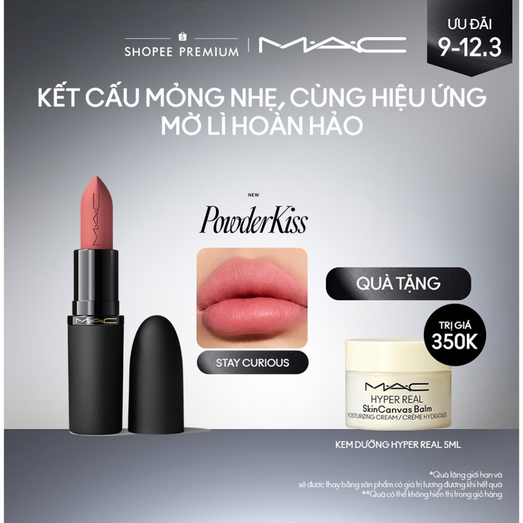 Son thỏi MAC Powder Kiss Hazy Matte Lipstick | Bền màu, ẩm mịn suốt 10H