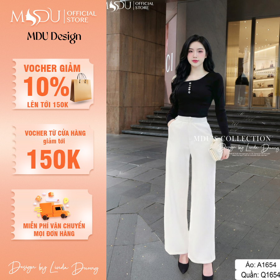 Áo thiết kế thanh lịch petit gân cao cấp co giãn dày dặn thấm hút mồ hôi tốt A1654 MDU Design