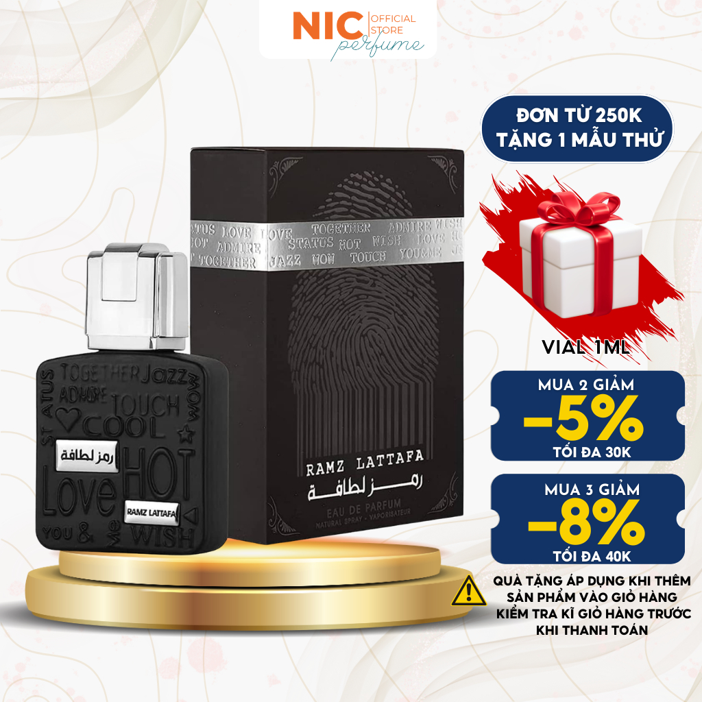 Full Size Nước Hoa Unisex Lattafa Ramz Silver EDP 100ml