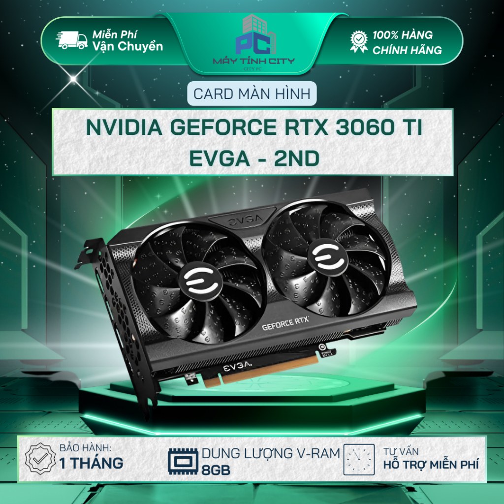 Card màn hình NVIDIA GeForce RTX 3060 Ti EVGA cũ | 8GB GDDR6, 4864 CUDA - 2ND (Bảo Hành 1 Tháng)
