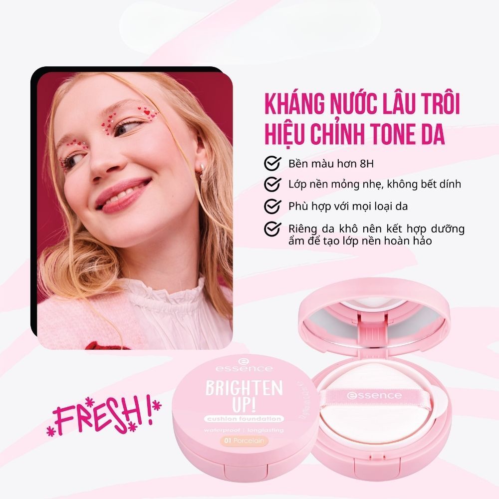 Ảnh 6 của Phấn nước và phấn tươi Essence nâng tone kiềm dầu che khuyết điểm chất kem mỏng nhẹ tệp vào da
