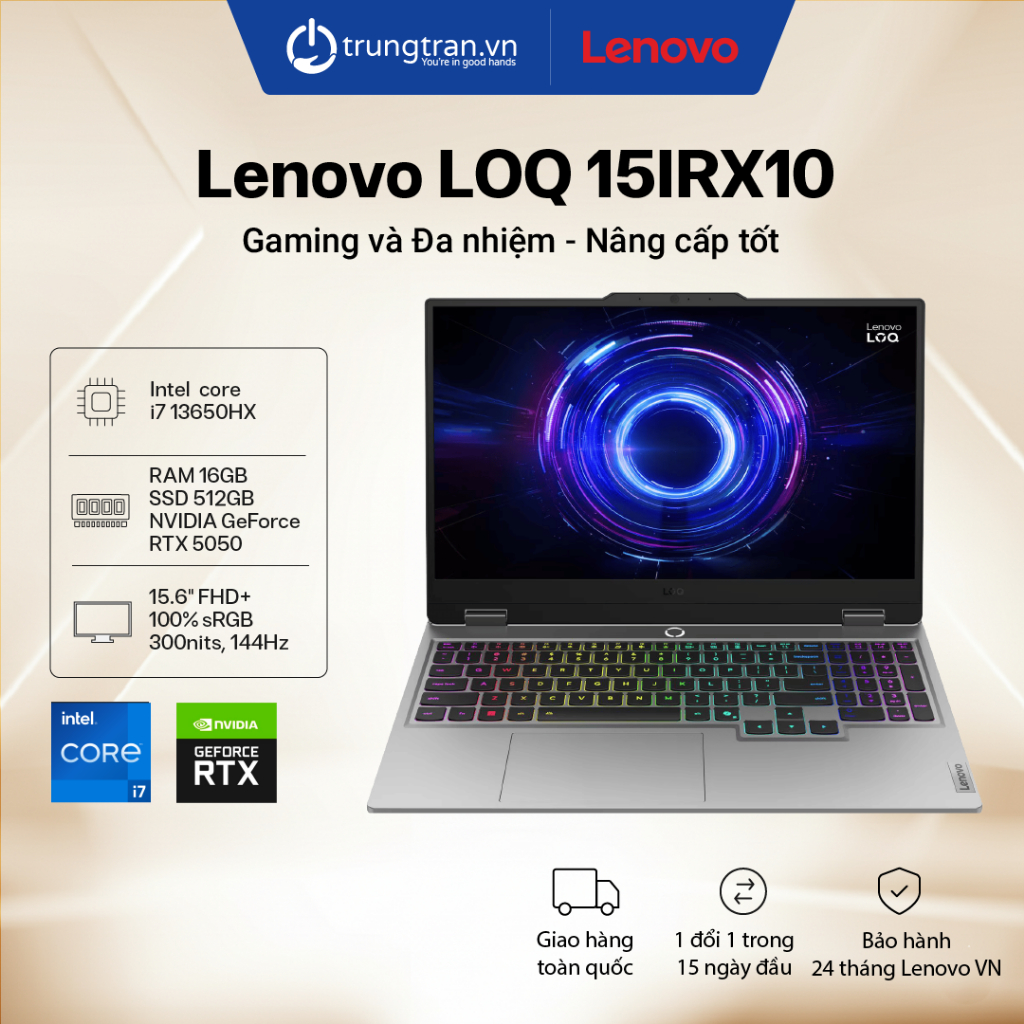Laptop Gaming Lenovo LOQ 15IRX10 | i7 | RAM 16GB | SSD 512GB | RTX4050 | 15.6″ FHD |Trung Trần Store