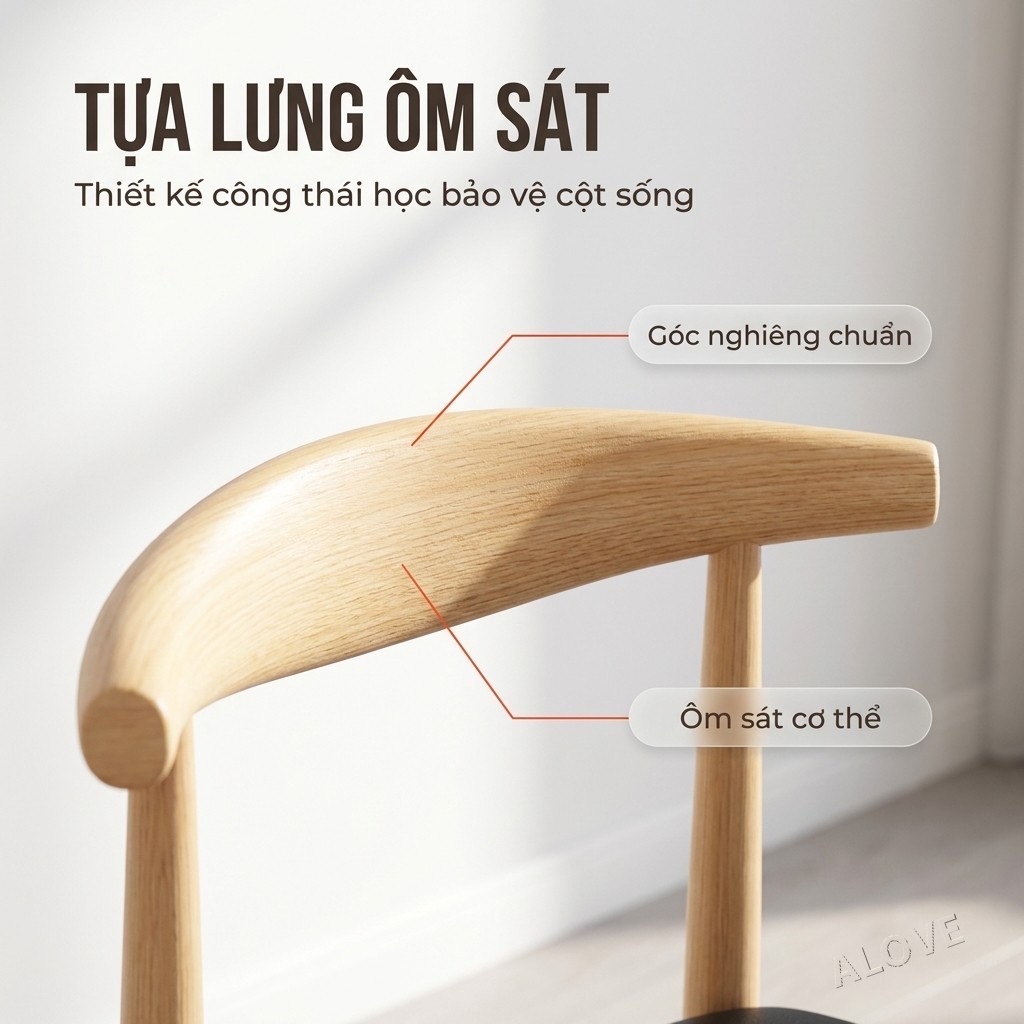 ALOVE Ghế ăn Bắc Âu tựa lưng cong chân thép vân gỗ ghế bàn ăn ghế học tập ghế bàn làm việc gia đình | BigBuy360 - bigbuy360.vn