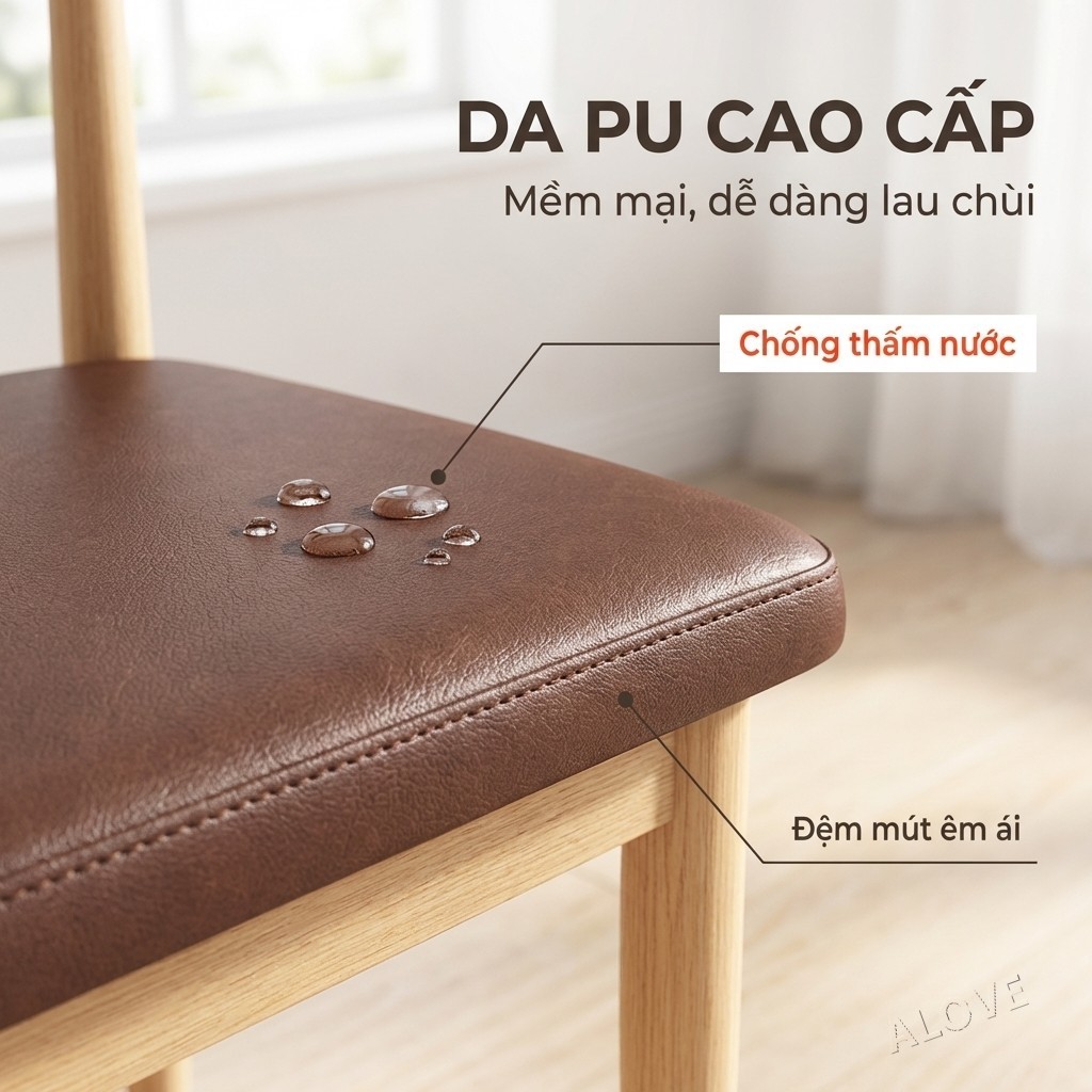 ALOVE Ghế ăn Bắc Âu tựa lưng cong chân thép vân gỗ ghế bàn ăn ghế học tập ghế bàn làm việc gia đình | BigBuy360 - bigbuy360.vn