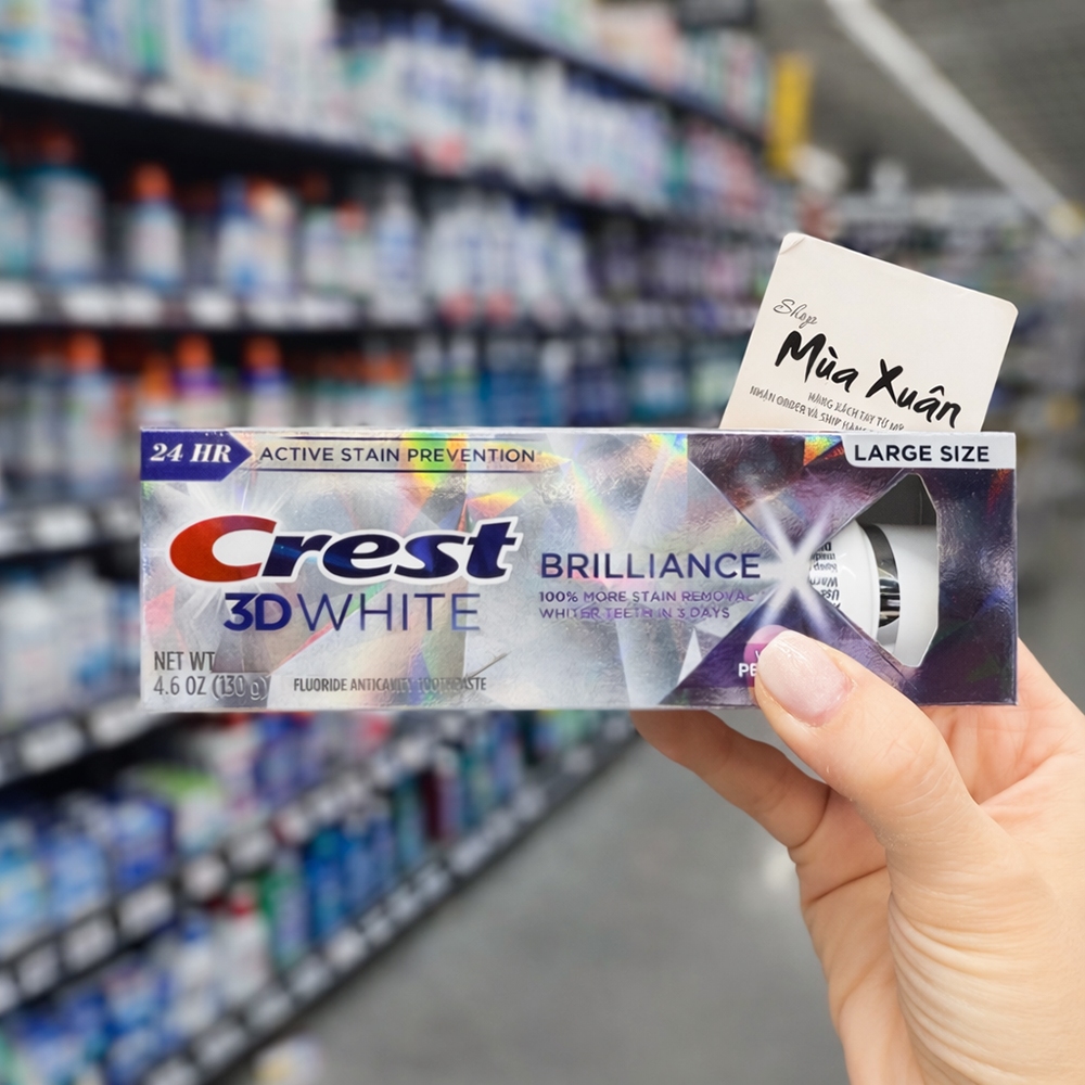 [HÀNG MỸ] Kem đánh răng Crest 3DWhite Brilliance - Vibrant Peppermint, 130g