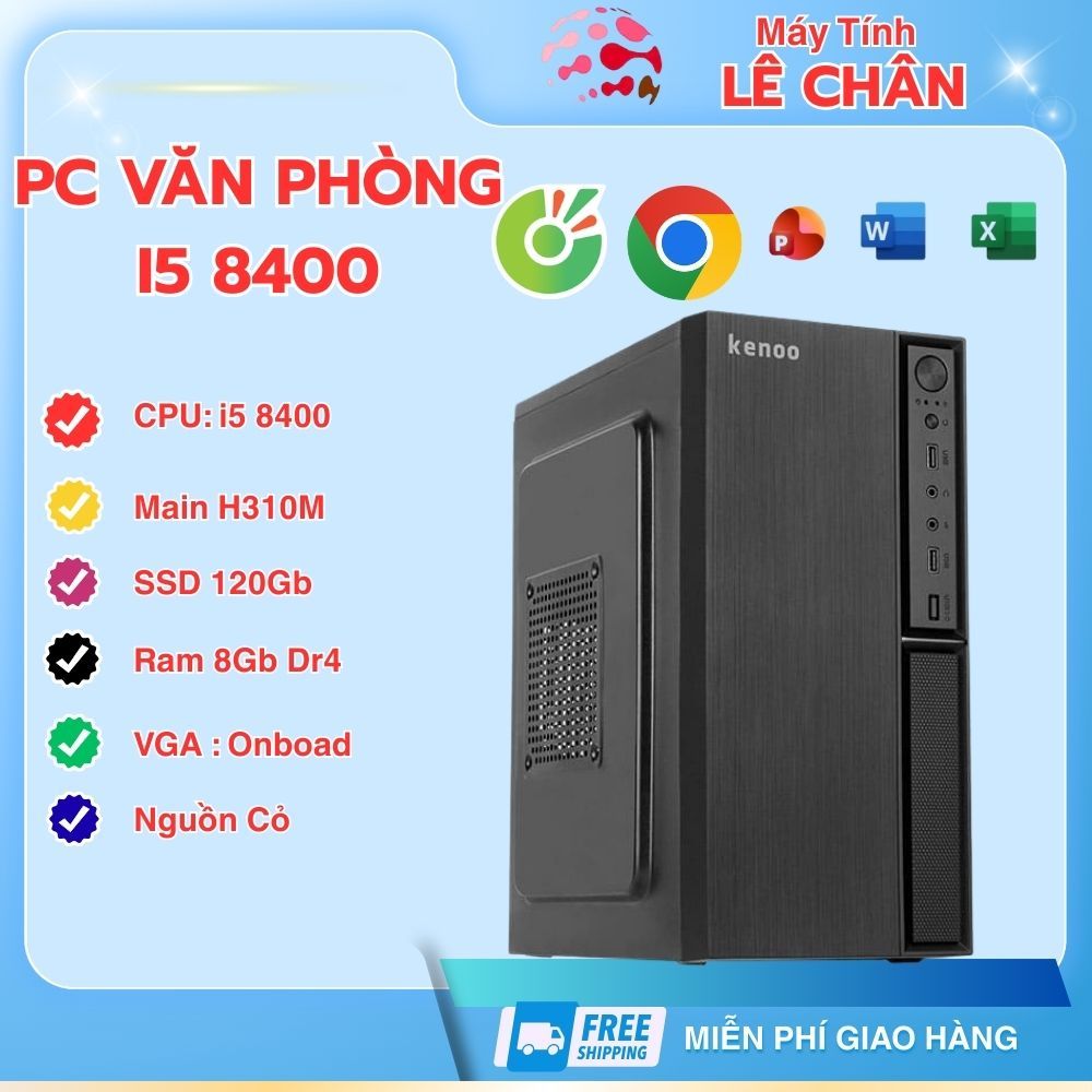 Thùng PC để bàn i5 8400 h310 ram 8g ssd 128g nguồn 450W văn phòng cực đã