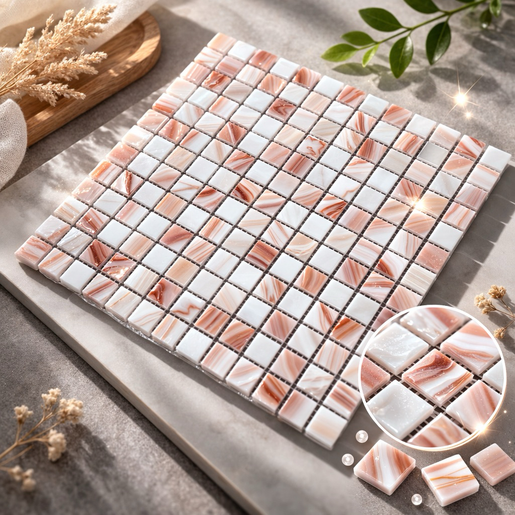 Tấm dán gạch mosaic vân xà cừ đẹp cao cấp. Tấm dán mosaic decor hồ bơi