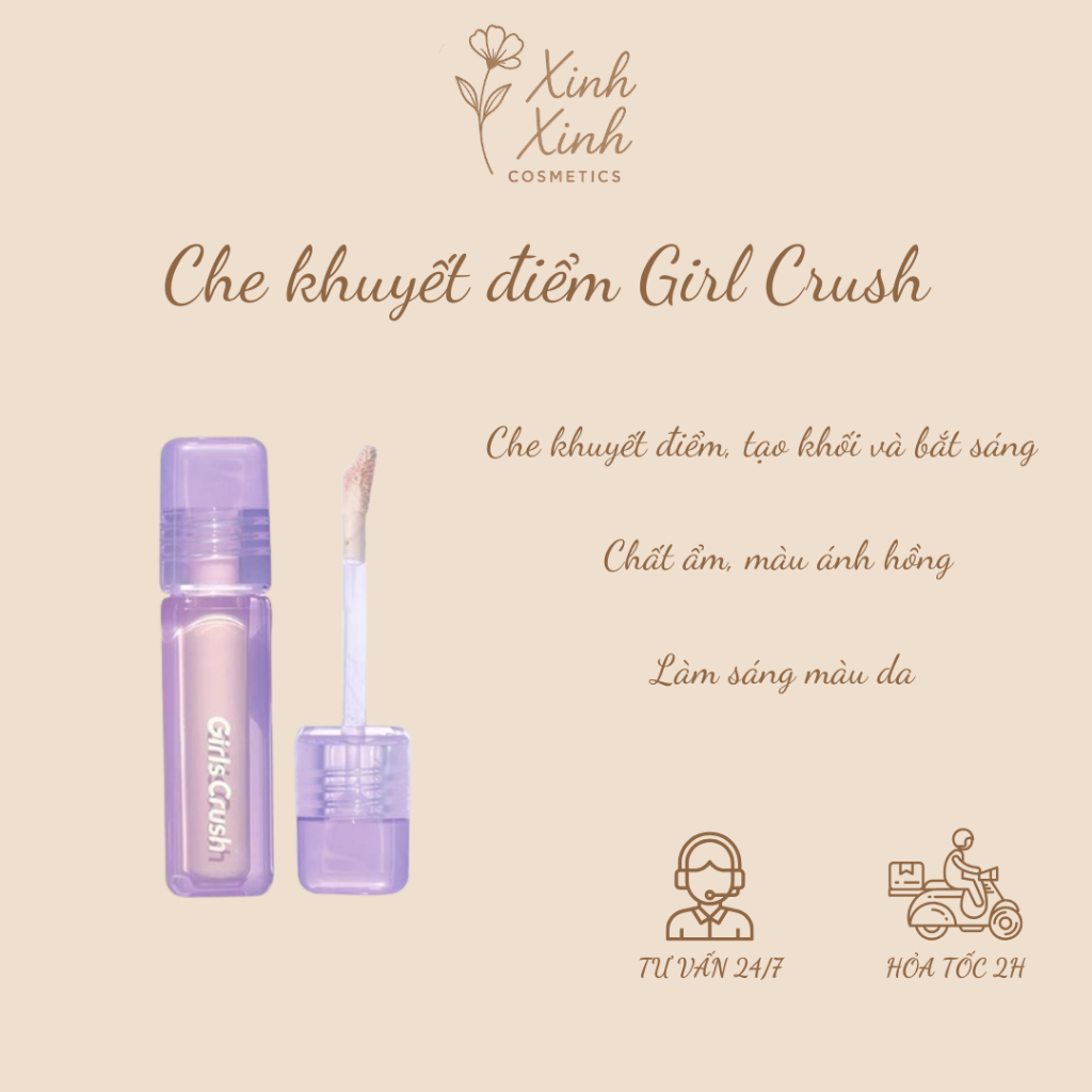 [GIRLS CRUSH] Kem Làm Sáng Che Khuyết Điểm Girls Crush Matte Velvet Concealer Mỏng Mịn 8g