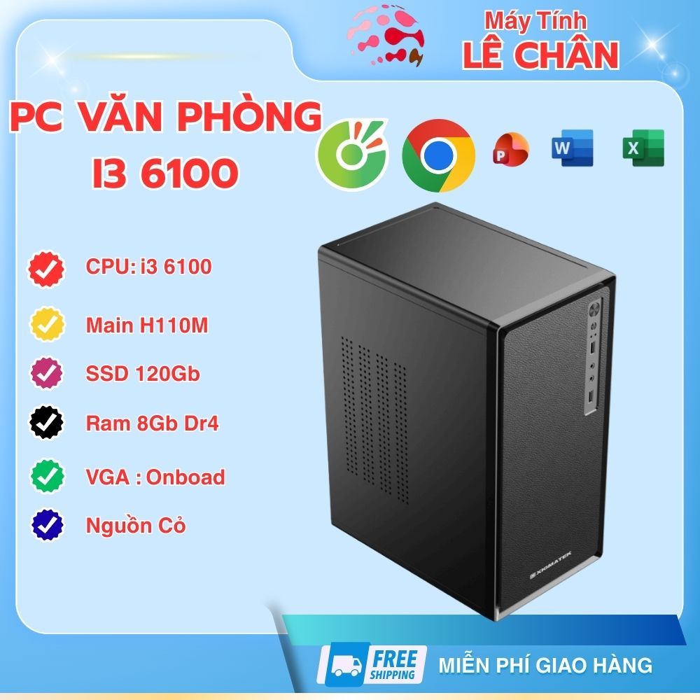 Thùng PC để bàn i3 6100 h110 ram 8g ssd 128G nguồn X450 xịn