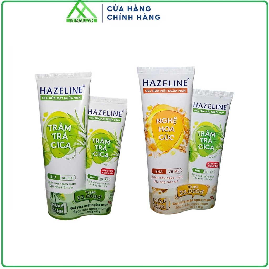 Bộ Sữa Rửa Mặt Hazeline Sáng Da, Ngừa Mụn 100g + tặng SRM 40g