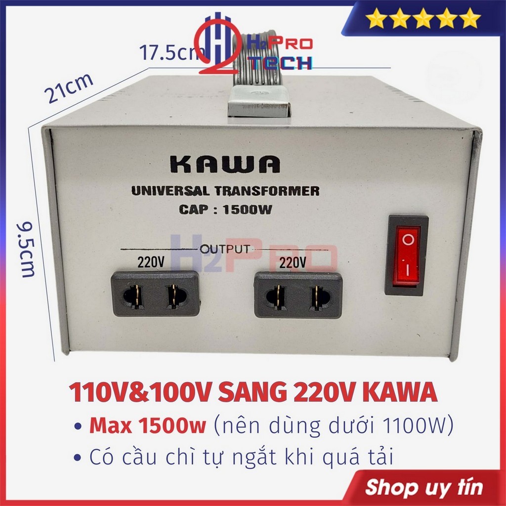Bộ Đổi Nguồn 110V Sang 220V Kawa – Công Suất Từ 250W đến 6000W, Biến áp tự ngẫu nguồn xuyến đồng pha
