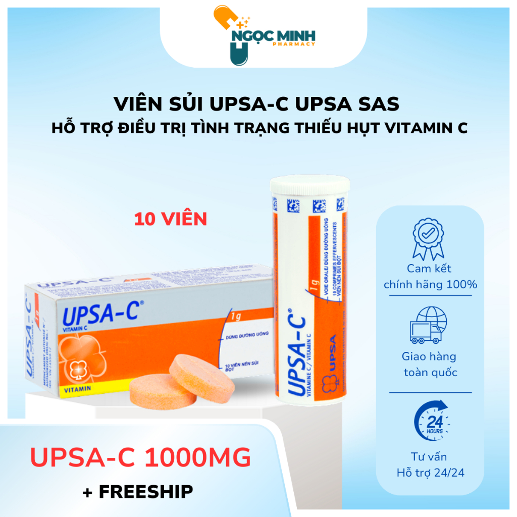 Viên Sủi Bổ Sung Vitamin C Upsa C - Giúp Chống Oxy Hóa, Tăng Sức Đề Kháng Và Miễn Dịch