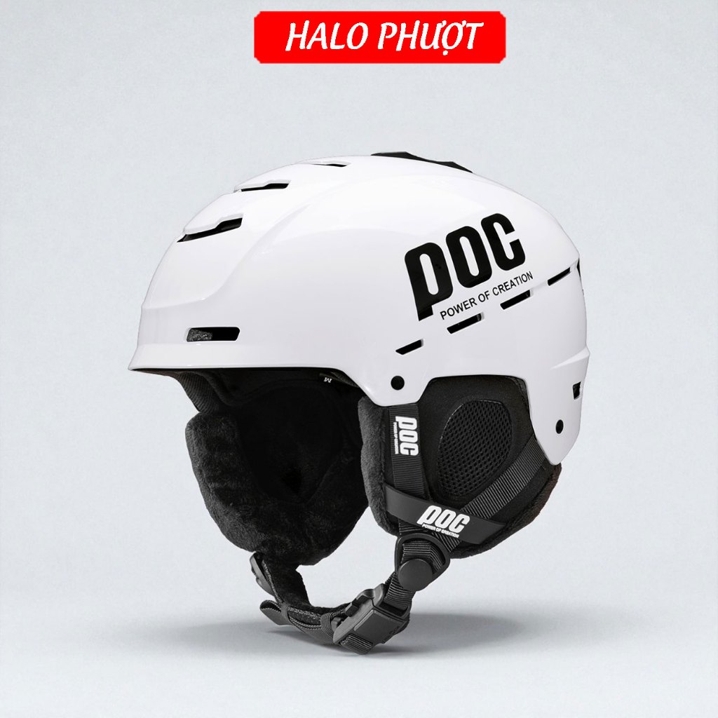 [Hỏa Tốc HCM] Nón Bảo Hiểm POC P10 độ kính, P10 Trắng Ốp Tai Tháo Rời