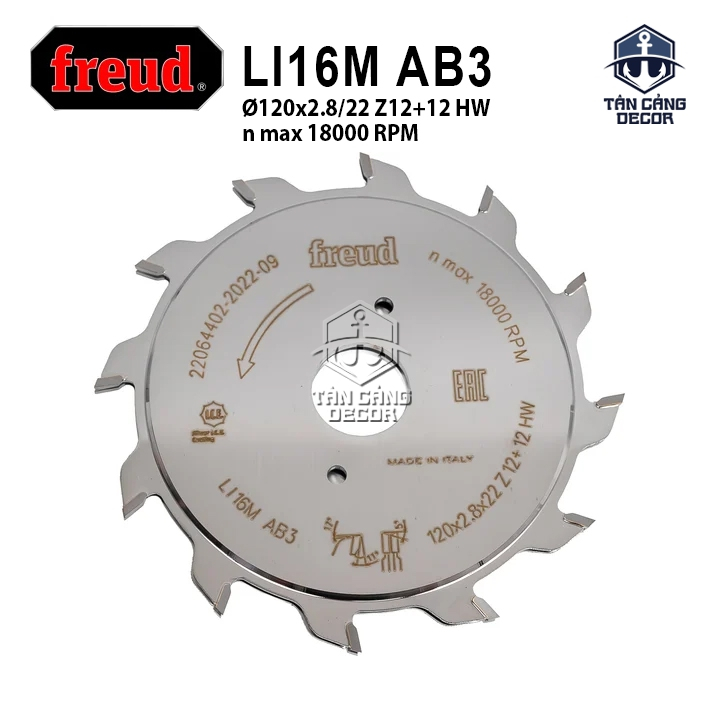 Bộ Lưỡi Cưa Mồi Đôi 120 x 22 mm x 12T x 2 Freud LI16M AB3