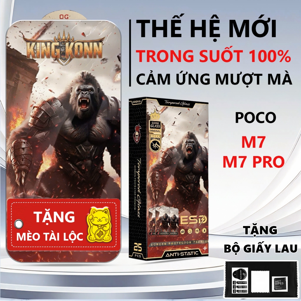 Kính cường lực chiến binh POCO M7/ M7 PRO 5G nano siêu mượt, hạn chế vân tay-Pancase