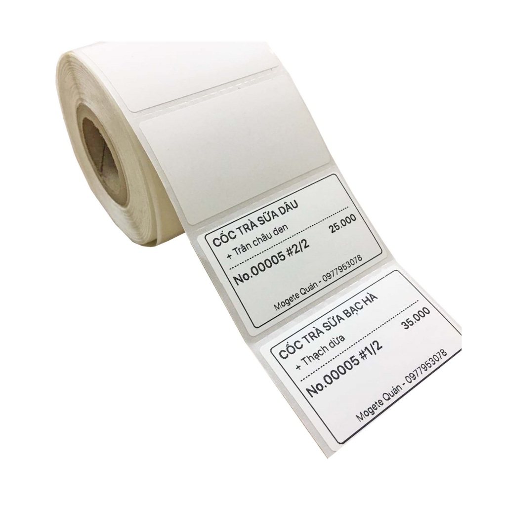 Cuộn 940 Tem Trà Sữa, Decal Nhiệt 50x30mm, Tem 50x30, Tem 30x50