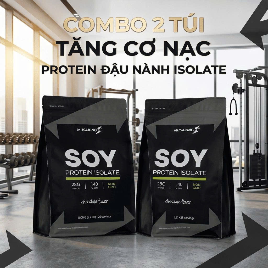 Combo 2 Túi SOY PROTEIN ISOLATE MUSAKING– 28G Protein Đậu Nành Cô Lập, Đạm Thực Vật, Bột Protein Gym