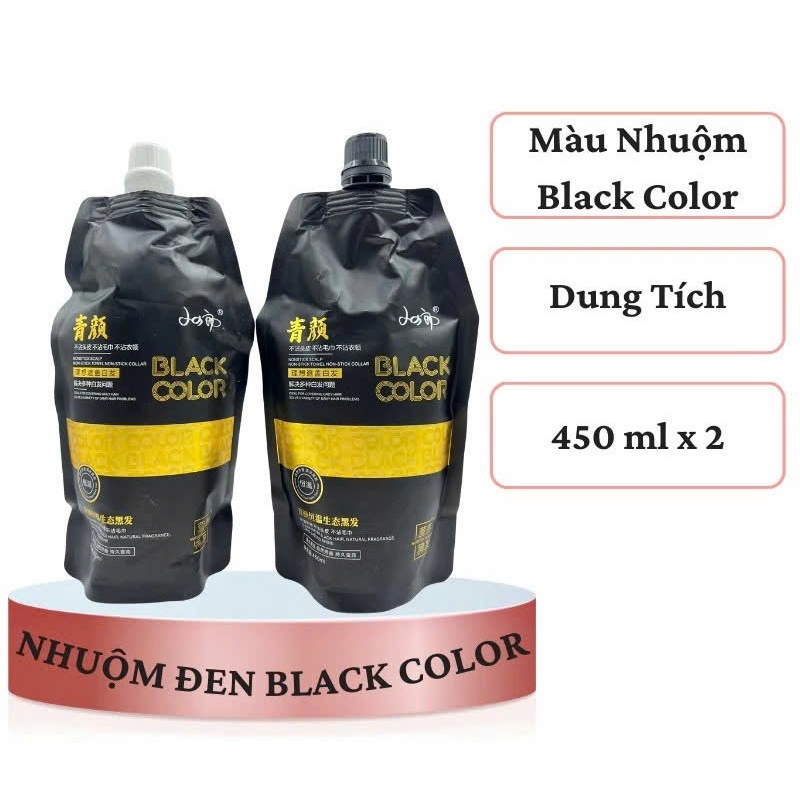 Kem nhuộm đen tóc phủ bạc Black Color Hair Cream 450ml x 2 túi