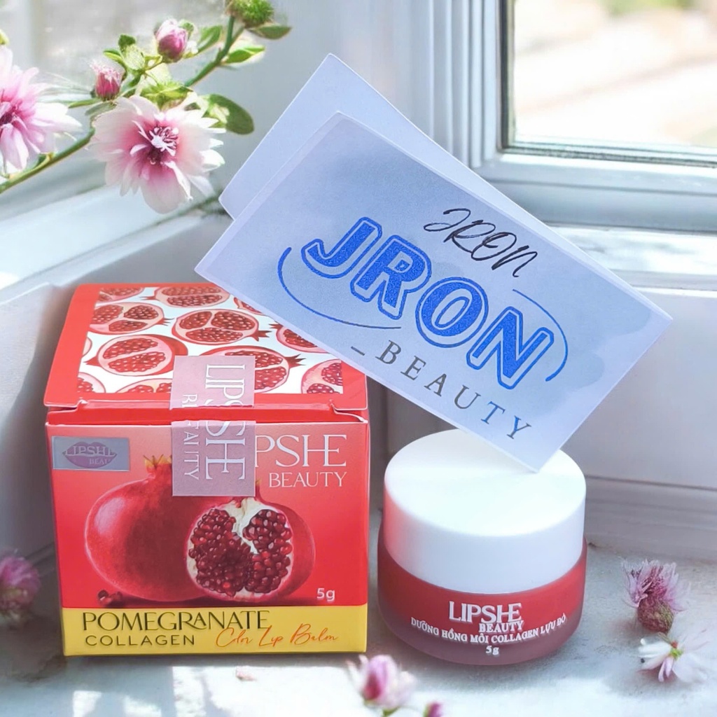 [Hàng Cty] Son Sáp Dưỡng Hồng Môi Lựu Đỏ Collagen LIPSHE Beauty 5g Dạng Hũ Dưỡng Ẩm Môi Giúp Môi Mềm