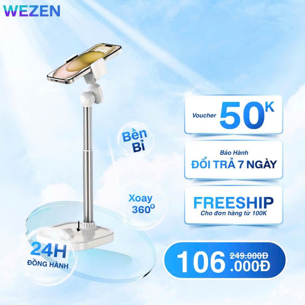 [HIT ĐIỆN THOẠI] Giá Đỡ Điện Thoại Livestream, Quay Video Kim Loại Chắc Chắn GD05 - WEZEN
