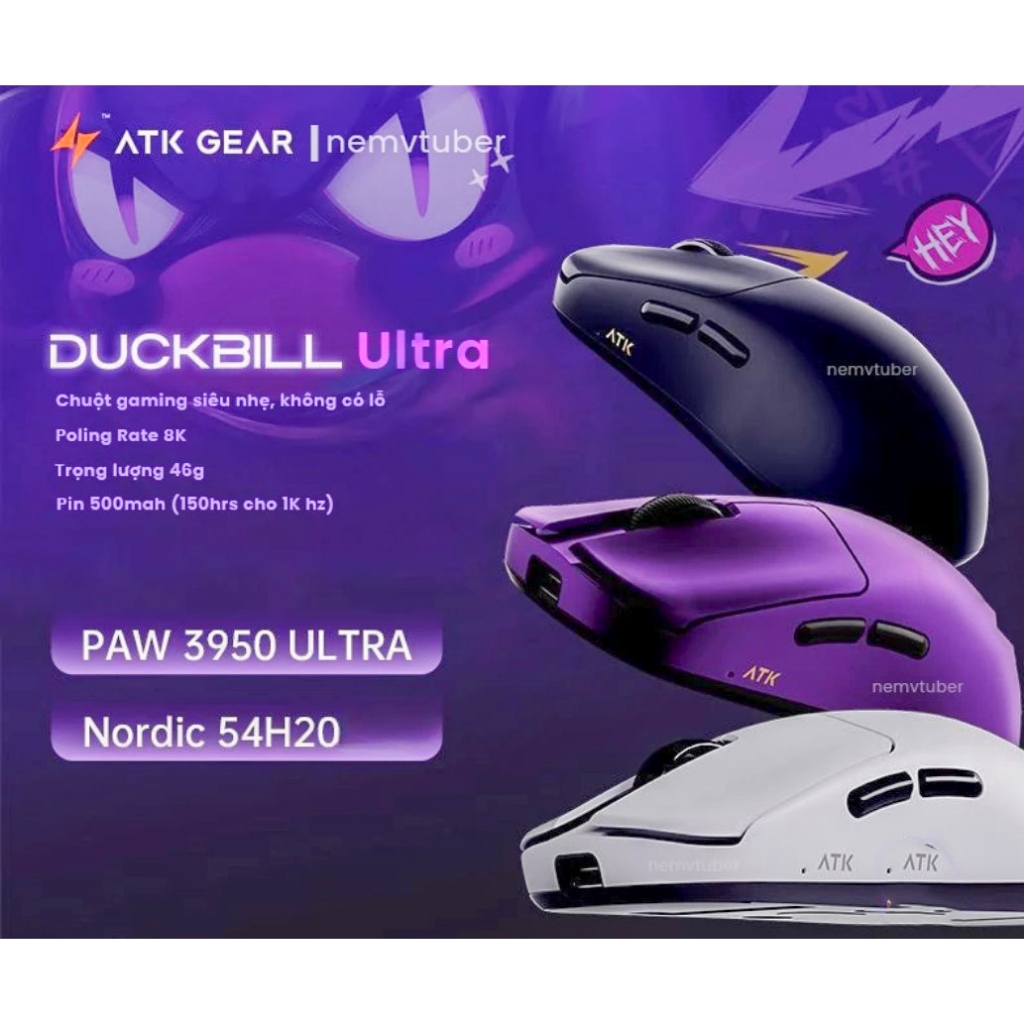 Chuột Gaming ATK DUCKBILL Ultra 2nd 99% - Paw3950 Ultra - 8000hz