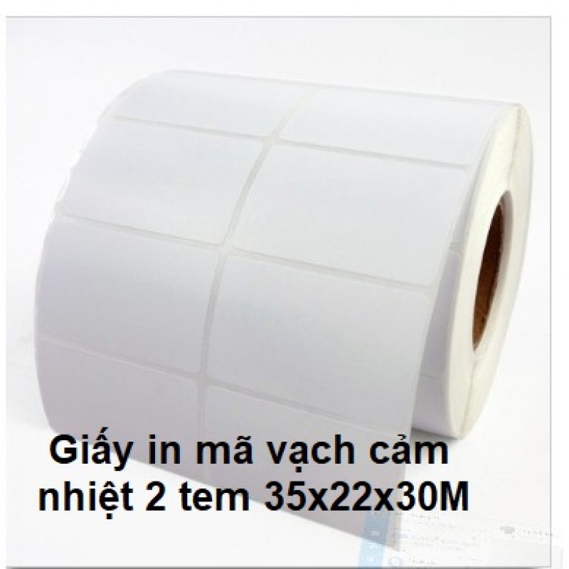 (10 cuộn) Giấy in tem mã vạch 35x22 [cuộn 2 tem - 2400 tem]