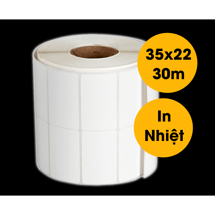 (5 cuộn) Giấy in tem mã vạch 35x22 [cuộn 2 tem - 2400 tem]