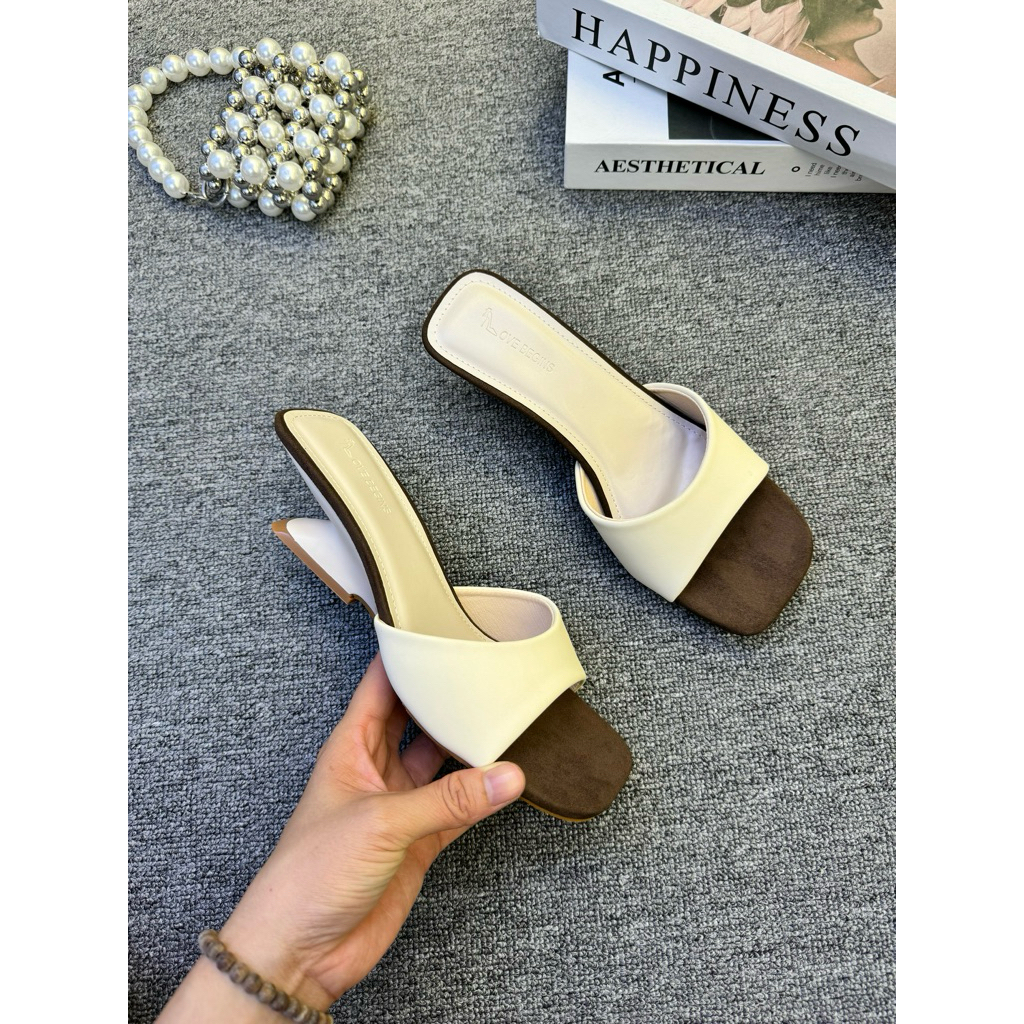 Guốc xuồng 5p love begins_Guốc xuồng mũi vuông si sáp trẻ trung cá tính_Gót xuồng 5 phân