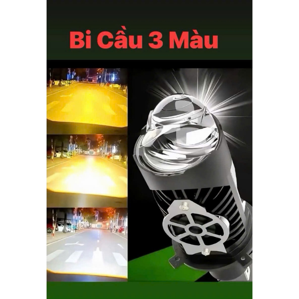 Bi Cầu MiNi V22 PRO PHIÊN BẢN 3 CHẾ ĐỘ MÀU NEW 2026, 65W Phù Hợp Cho ÔTô Xe Máy  H4 - DC 12-24V ( Tặ