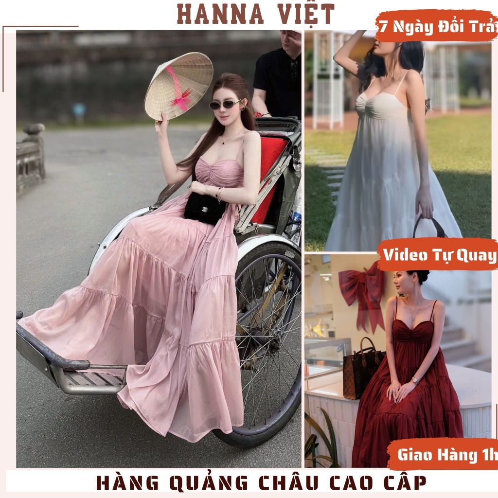 Váy Nữ, Váy Đi Biển, Váy Maxi 2 Dây Chuẩn MPB Form Xòe Bồng Sang Chảnh, Maxi Hồng MPB HCM Ms774