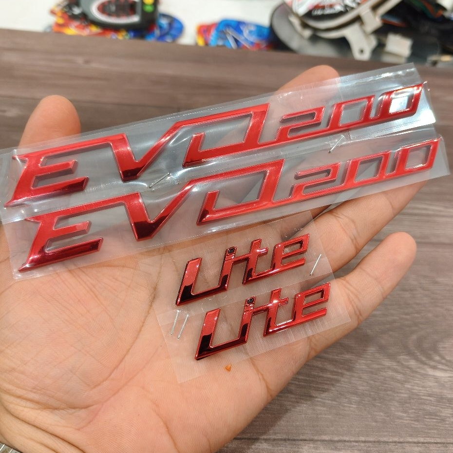 (Màu Đỏ) Bộ tem chữ nổi dán xe máy điện VinFast EVO200 Lite nhựa cứng tráng gương như tem ZIN