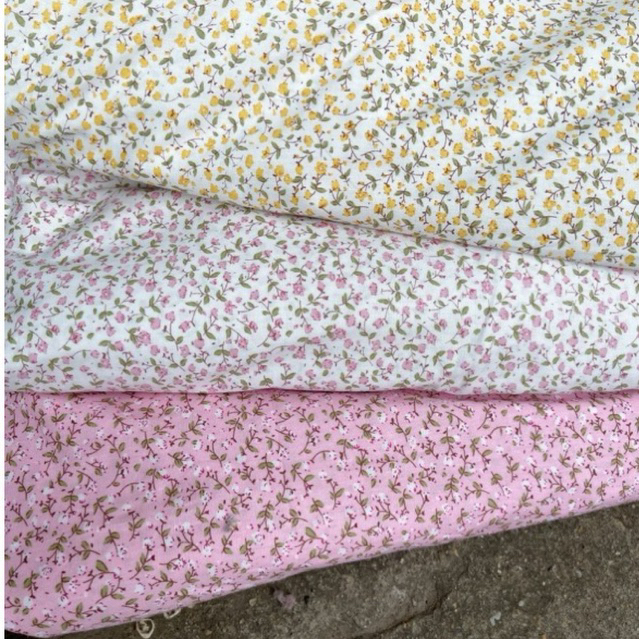 vải thô 100% cotton mềm mát nụ hoa nhí may áo kiểu,váy,đồ bộ