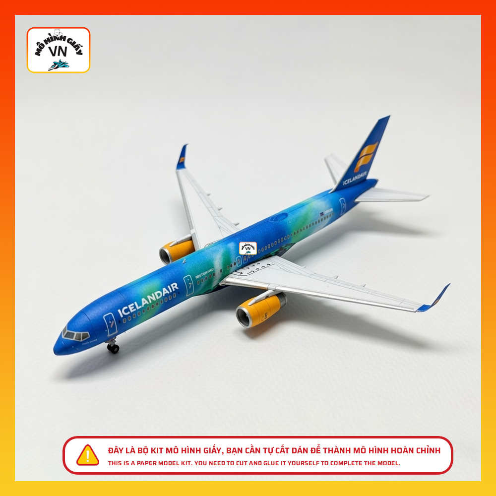 Bộ Kit Lắp Ráp Mô Hình Giấy Máy bay Boeing 757-200 Hekla Aurora Tỉ Lệ 1/250 Chất Liệu Giấy Cao Cấp -