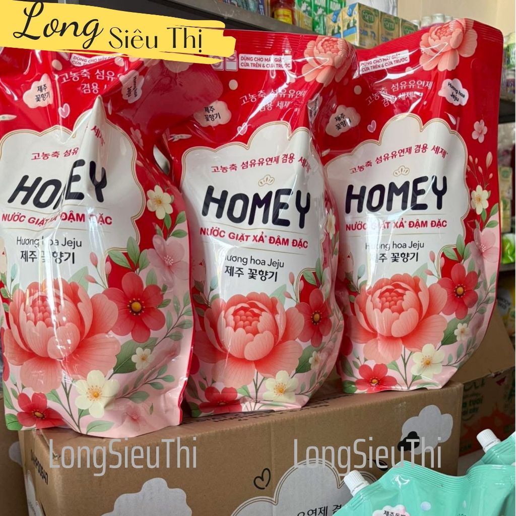 2 Túi Nước giặt xả homey hương hoa trà jeju 3.4kg
