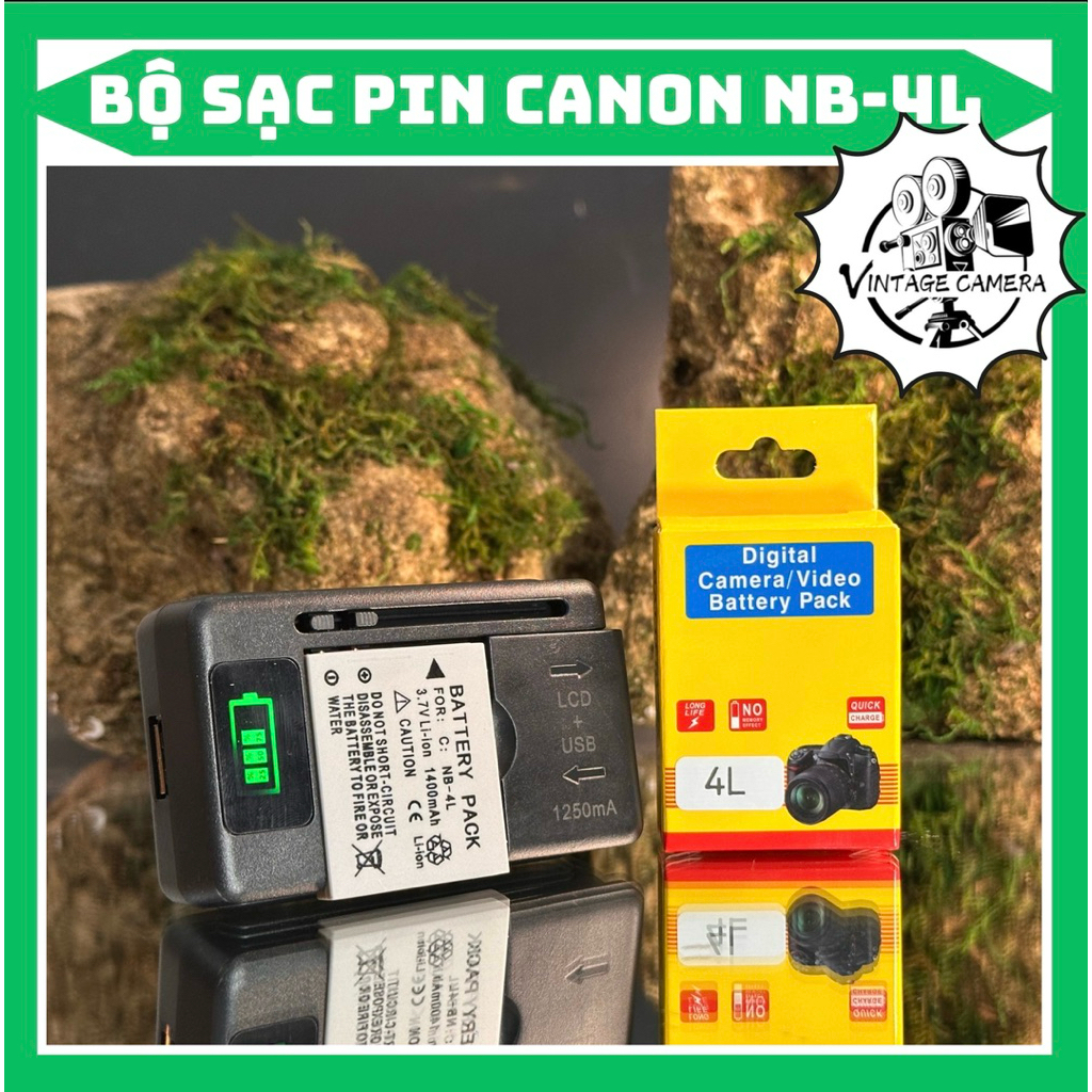 Bộ Sạc Pin Canon NB-4L ( Combo Sạc LCD / Pin thay thế ) dùng cho IXUS 30, 40, 50, 55, 60, 65, 70, 75